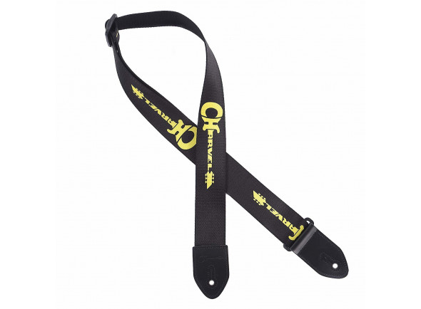 Charvel  Logo Poly Leather Ends, BLACK/YELLOW
